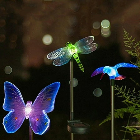 

UDIYO Solar Garden Stake Lights Outdoor Solar Butterfly Hummingbird Dragonfly Figurine Lights Garden Yard Sparkling Decoration