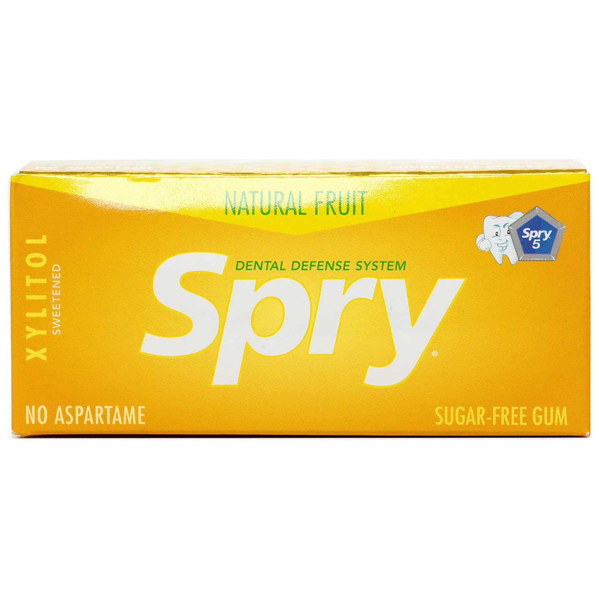 Spry Xylitol Chewing Gum, Aspartame-Free Sugar-Free, Fresh Fruit, 10 Pieces Blister Cards 20 Pack