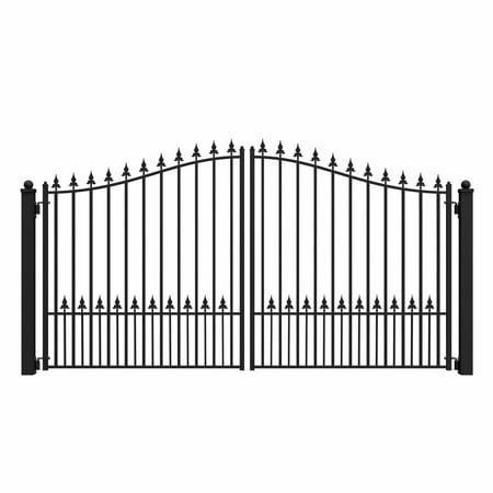 ALEKO DG12MUND Steel Dual Swing 12 x 6 feet Black Driveway Gate Munich Style