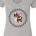 thumbnail image 4 of Inktastic Long Haired Chihuahua Dog Women's V-Neck T-Shirt, 4 of 5