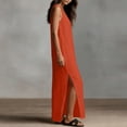 thumbnail image 5 of QUNYINEY Cotton Linen Everyday Dresses for Women Long A Line Sleeveless Sundress Loose Fit Solid Casual with Slit V Neck Dresses, 5 of 8