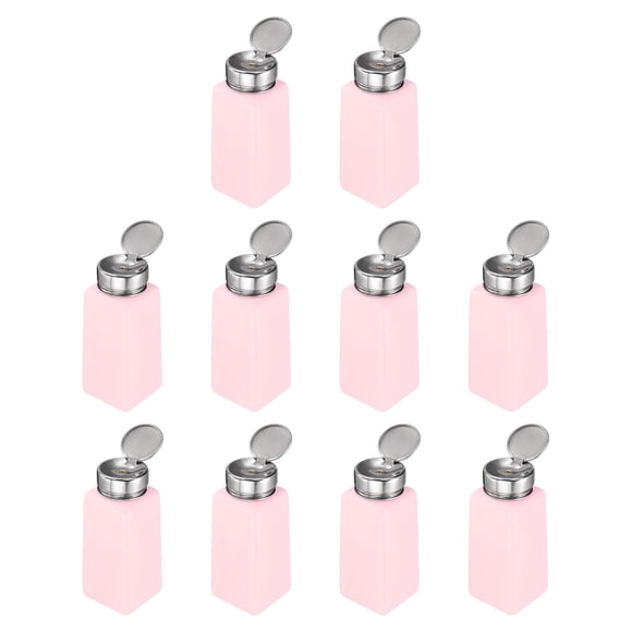 Distributeur de Solvant et d'Alcool 10 Pcs 250ml(8.5oz) Dissolvant de Vernis à Ongles, Bouteille Pompe à Pression pour Dissolvant de Liquide avec Tête de Pression en Acier Inoxydable pour Nettoyant à l'Acétone, Rose