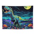 thumbnail image 6 of Shiartex Dinosaur Tapestry, Fantasy Neon Funny Dino frog Mountain Art Tapestries, Cool Fairytales T-Rex Galaxy Space Tapestry for Bedroom Boys Kids Decor 60x50inch, 6 of 6