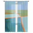 thumbnail image 3 of Green Teal Orange Sheer Curtains 72 Inches Long 2 Panels Set, Window Sheer Curtains for Living Room/Bedroom, Modern Oil Painting Abstract Light Filtering Rod Pocket Curtain 52'' x 72'' x 2, 3 of 7
