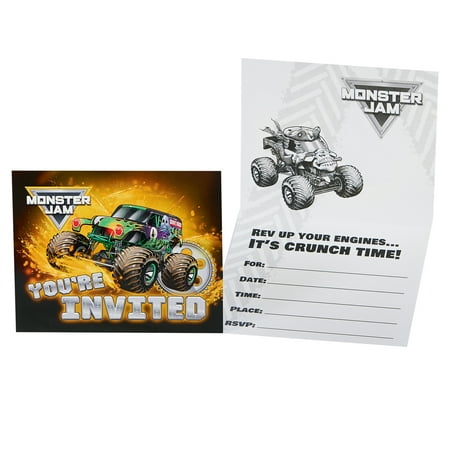 Monster Party Invitation - Monster Jam Party Supplies 16 Pack Invitations