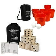 Yard Games Giant Wooden Dice Set Bundle with Pong Activity Party Set