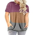 thumbnail image 3 of LANREMON Women Plus Size Tops Summer Short Sleeve Casual Round Neck Oversized T Shirt Tunic Tops for Women RedKhaki 24 Plus, 3 of 5