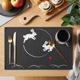 thumbnail image 2 of Black Modern Placemats Set of 12, Farmhouse Rabbit Abstract Art Placemats for Dining Table, Place Mats for Kitchen Tabletop, Waterproof Wipeable Dining Table Mats Set, 2 of 9