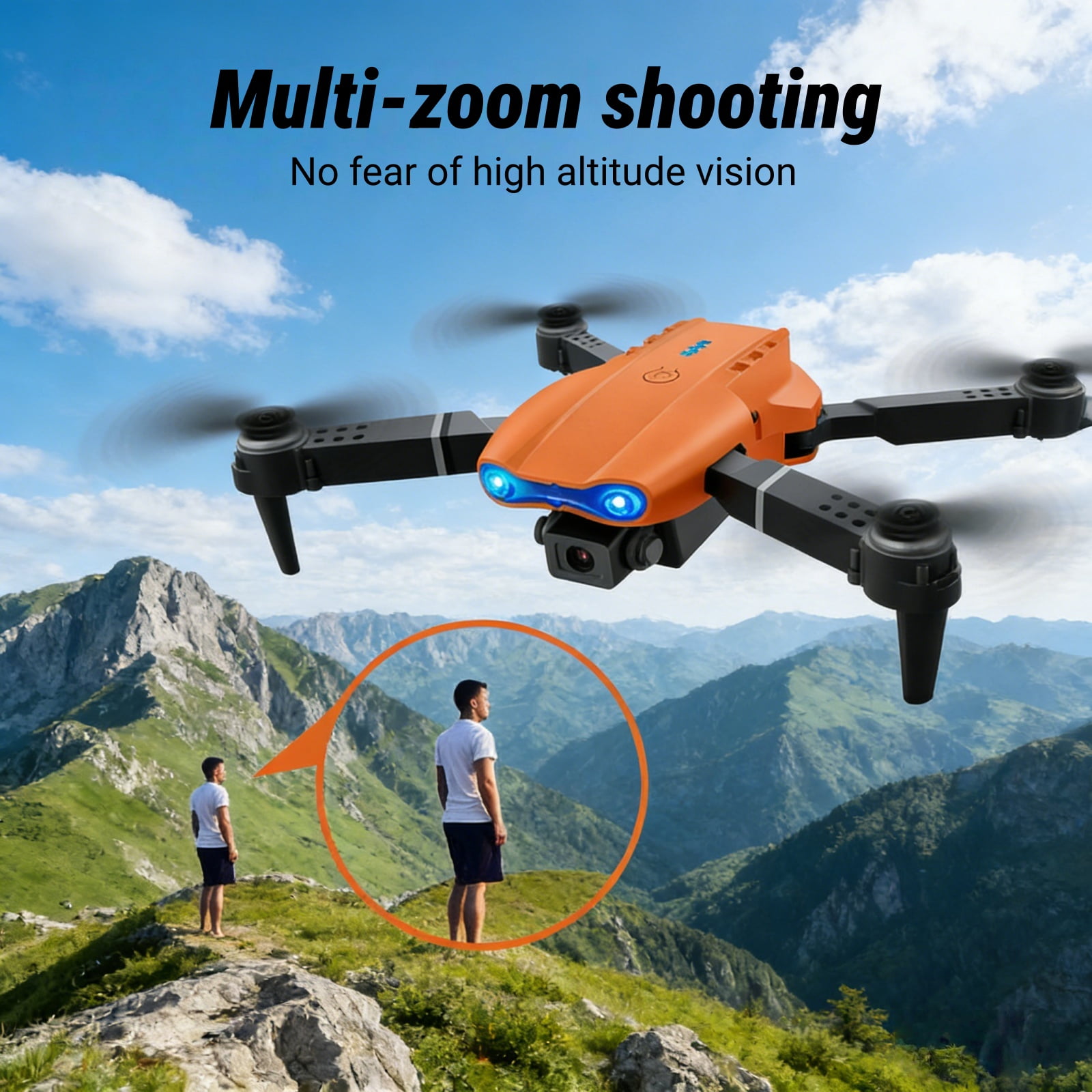 Ourlife 2.4" Screen Remote Dual Camera Drone with 1000mAh Rechargeable Battery, HD RC Quadcopter with Live View Display for Beginners, Orange.