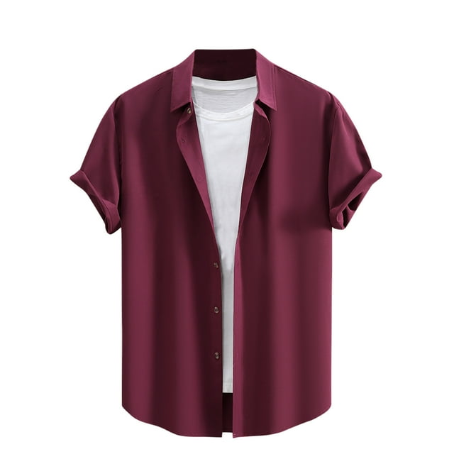 Birdeem Chemises pour Hommes Chemise Formelle à Imprimé Coloré Col Rabattu Chemise à Manches Courtes Col Rabattu Chemise
