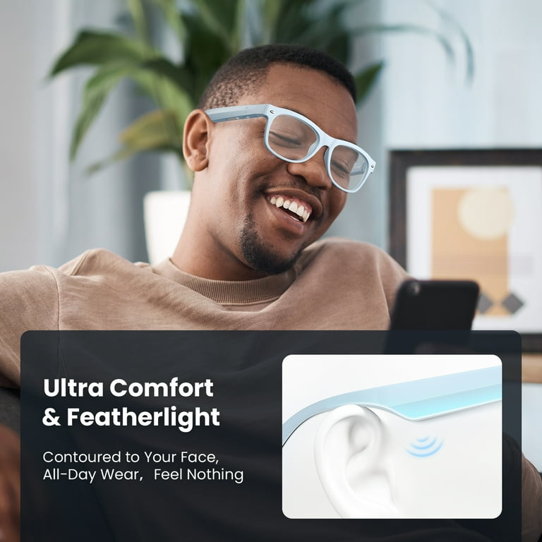 WeariQ Blue Light Blocking Bluetooth Smart Glasses – Dusty Blue