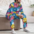 thumbnail image 5 of Mens Pajamas Set, Classic Colorful Cute Cartoon Cat Button Down Long Sleeve Loungewear Sleepwear Pjs sets for Men, 5 of 5