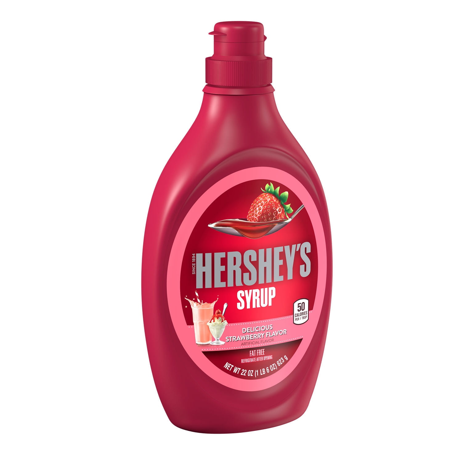 HERSHEY'S Strawberry Flavored Syrup Fat and Gluten Free, 22 oz Bottle
