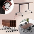 thumbnail image 3 of 55.1" Conference Table with Wheels, Large Meeting Table for 6-10 People, Foldable Training Room Tables with Metal Frame for Office Conference,2PCS, 3 of 7