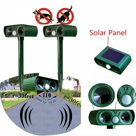 Solar Power Dog Cat Repeller Dual Ultrasonic PIR Infrared Sensor Animal Deterrent for Yard Garden