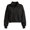 Black, variant on Womens Cropped Sweatshirt Solid Snap Neck Long Sleeve Pullover Stand Collar Drop Shoulder Ribbed Relaxed Fit Casual Top