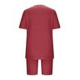 thumbnail image 5 of dazeni Women's Plus Size Pajamas Sets 2 Piece Lounge Set Summer Outfits Oversized Crewneck Tshirts Biker and Shorts Matching Clothing, 5 of 6