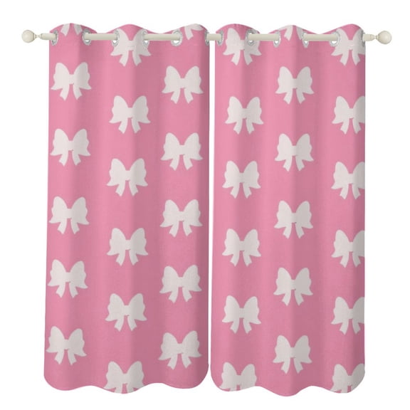 Pink Bow Pattern Luxury Window Curtains Blinds for Living Room Bedroom Bathroom Kicthen Door Home Decor 2 Panels