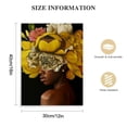 thumbnail image 2 of JRXY African American Wall Art Yellow Flower on Black Women Head Vintage Canvas Art Paintings Modern Abstract Girl Picture Home Wall Decor for Bedroom Living Room, Framed Ready to Hang 12x16 in, 2 of 5