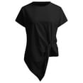 thumbnail image 6 of TYGHBN Women Summer Solid Color Top Knotted Asymmetrical Round Neck Knotted Short Sleeve T Shirt Short Sleeve T Shirt Ladies Long Sleeve T Shirts Long Sleeve T Shirt Tee Shirks for Women Burnout Tee, 6 of 7