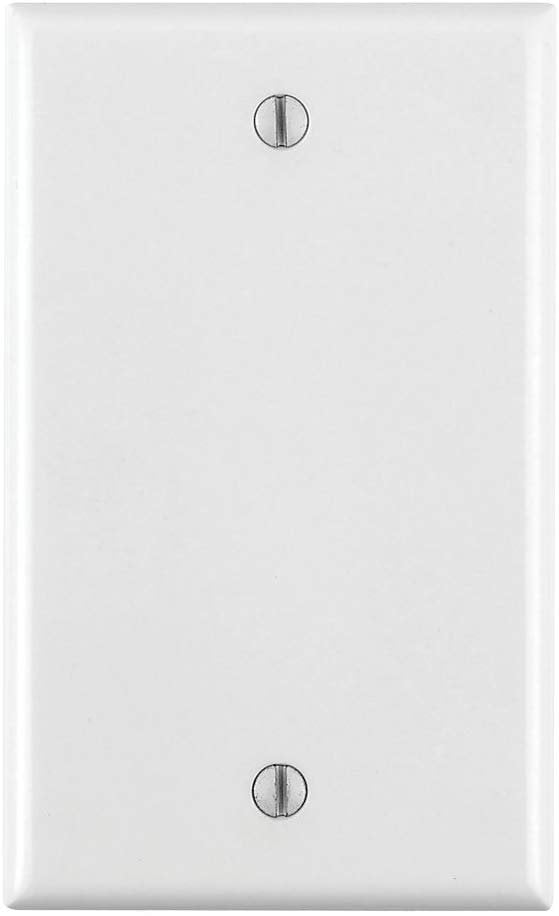 Standard Size Thermoplastic Nylon Leviton 80714-W 1-Gang No Device Blank Wallplate Box Mount White