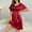 Wine, variant on Women's Satin Nightgowns V Neck Side Split Sleepshirt Short Sleeves Sleepwear Chest Pocket Nightshirt on Clearance