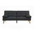 thumbnail image 2 of Modern Black Polyfiber 1pc Adjustable Sofa for Living Room with Solid Wood Legs, 2 of 10
