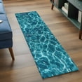thumbnail image 3 of 2'x6' Rug Runners for Hallways Kitchen, Teal Green Ocean Waves Non Slip Entryway Beside Floor Carpet Runner, Summer Sea Pool Washable Laundry Room Bedroom Throw Rugs Mat for Family Pet, 3 of 8