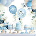 thumbnail image 2 of It's a Boy Baby Shower Backdrop Photography Blue Balloons Watercolor Flower Floral Rose Eucalyptus Leaves Plants Background Gold Dots Party Decorations Banner Photo Booth Props Supplies, 2 of 3