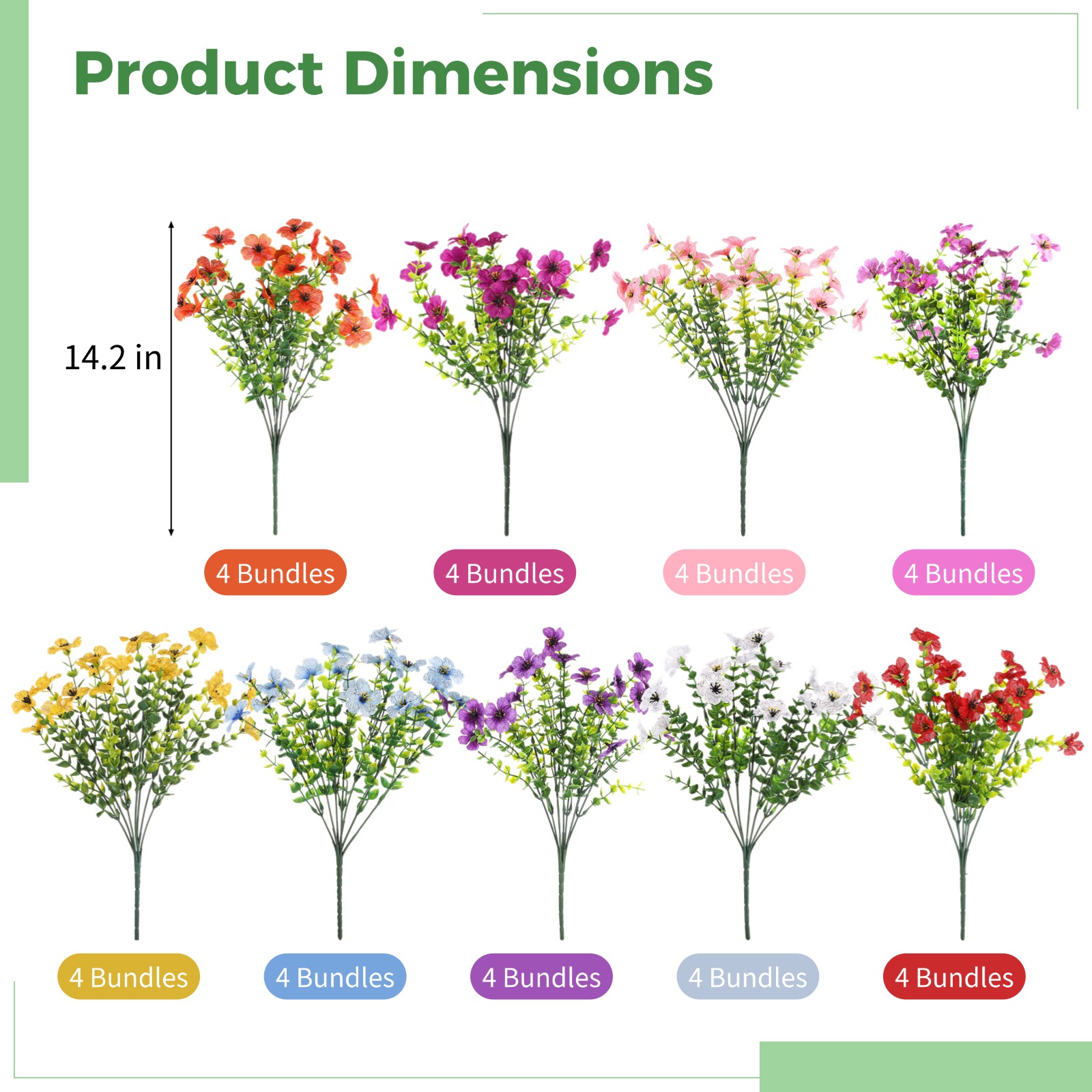36 Bundles Artificial Flowers, Faux Violet Flower Bundles, Multi-Color Flower Arrangement, Realistic Decorative Fake Flowers for Home, Garden, Porch, Window Decoration, 9 Colors