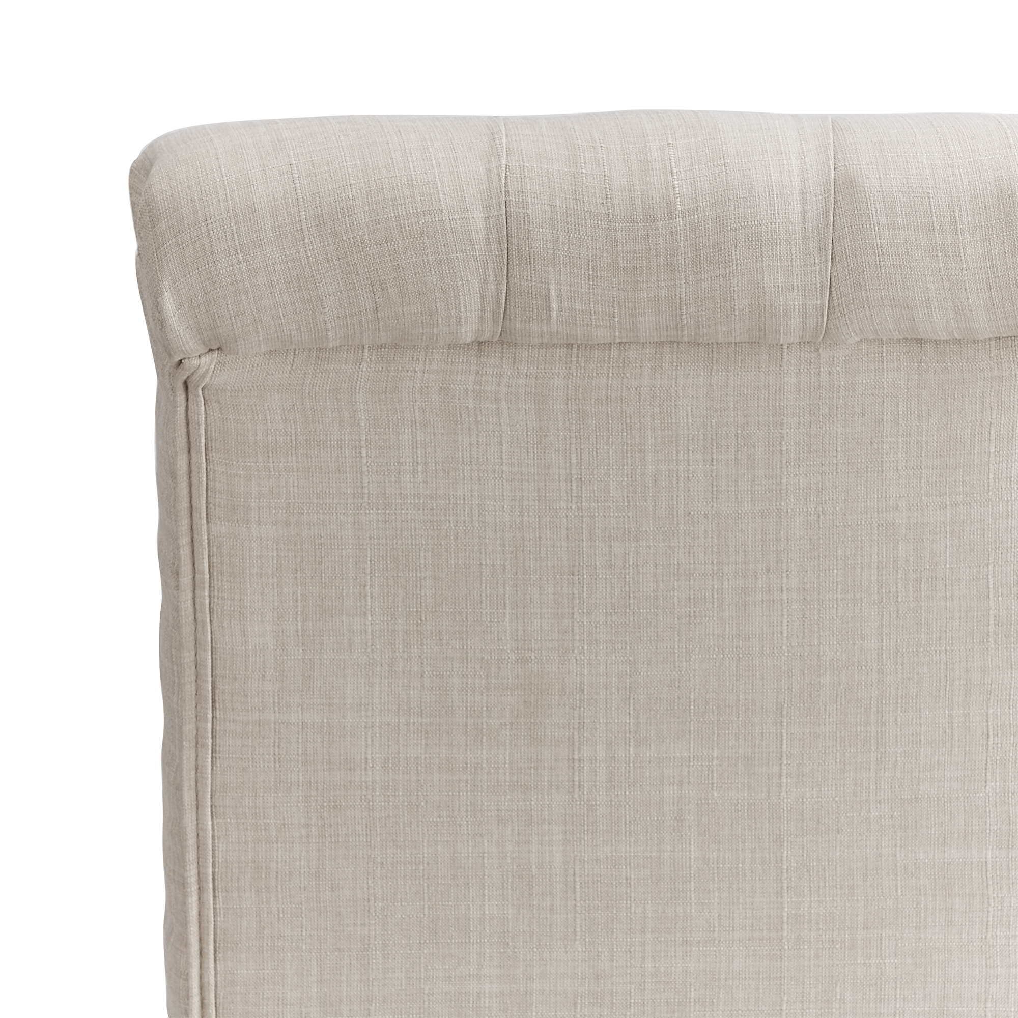 Weston Home Lottie Chic Beige Linen Button Tufted Dining Chair (Set of 2), Brown wood finish