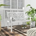 thumbnail image 3 of Demi Bonn 46" Large Outdoor Bench with Wooden Slatted Frame, Durable Garden Bench for Patio, Deck, White, 3 of 10