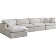 thumbnail image 3 of Maklaine Contemporary Standard Cream Velvet Modular Sectional Sofa, 3 of 3