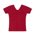 thumbnail image 6 of Acaics Girls Short Sleeve Ruched V Neck Basic T-Shirt, Soft Stretch Solid Color Casual Summer Tee Top for Kids Girls 4 to 15 Years Old, 6 of 11