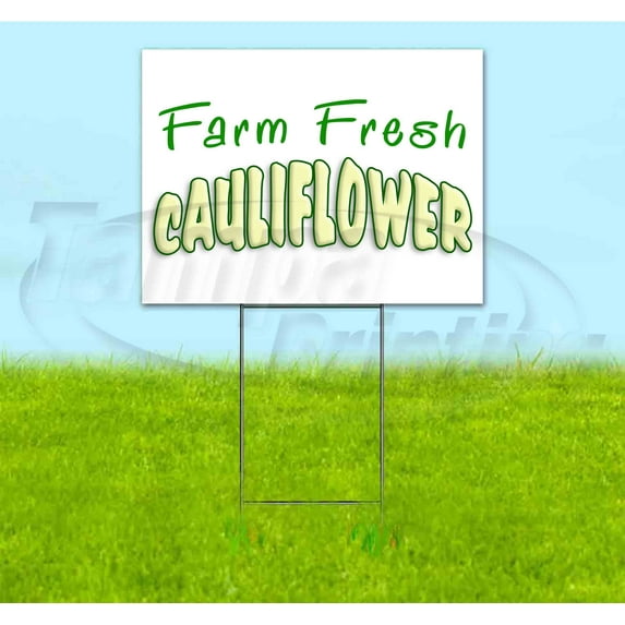 Farm Fresh Cauliflower (18" x 24") Yard Sign, Includes Metal Step Stake