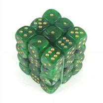 Green Vortex Dice with Gold Pips D6 12mm (1/2in) Pack of 36 Chessex