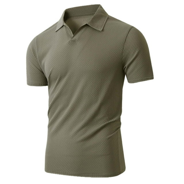Camisa informal de manga corta y cuello para hombre: lisa, deportiva, para la playa, para el día a día