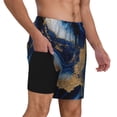 thumbnail image 2 of Daiia Navy Blue Marble Mens Swim Trunks Swim Shorts Quick Dry Swim Shorts with Mesh Lining Pockets-X-Large, 2 of 9