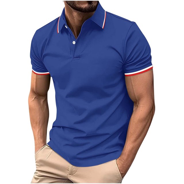 Jgppe Men's Casual T-Shirts Classic Solid Color Short Sleeve Collared Button Golf Shirts Quick Dry Summer Tops