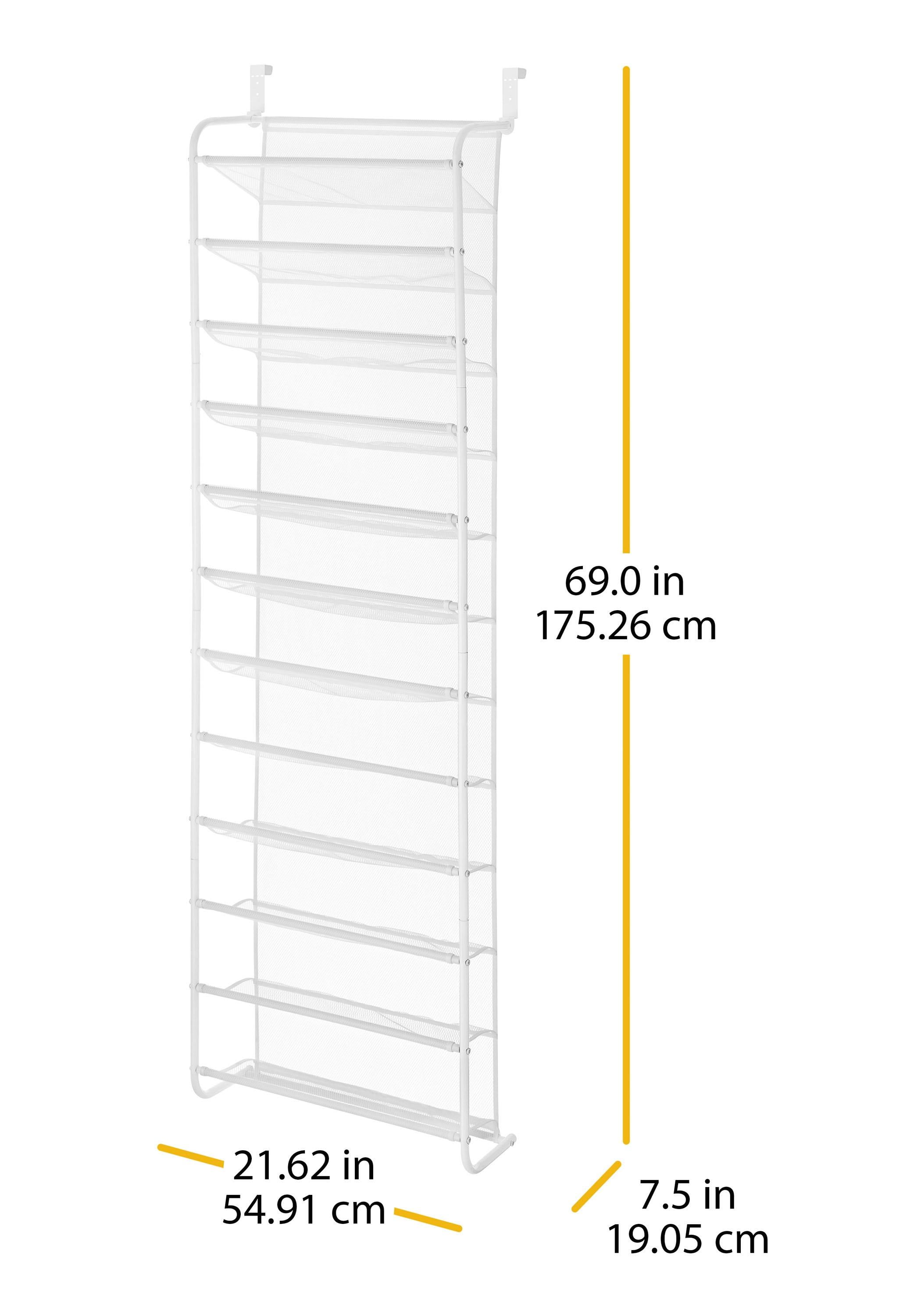 Whitmor 36 Pair Over-the-Door 12 Tier Closet Shoe Rack -White
