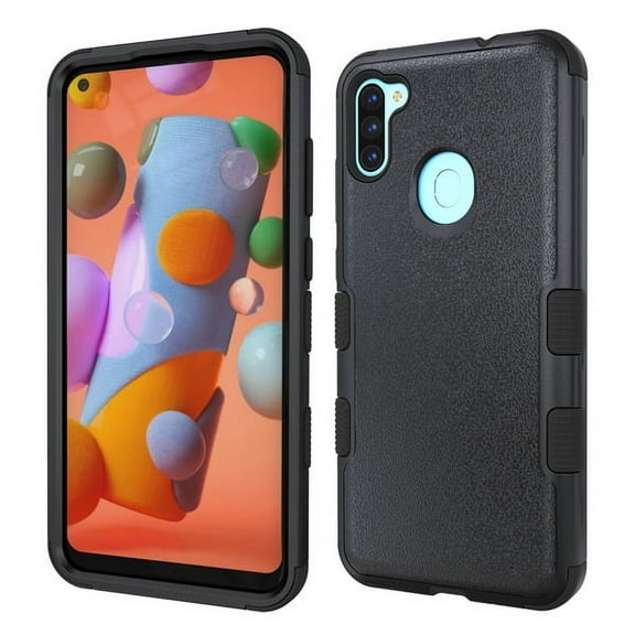 Samsung Galaxy A11 Phone Case Hybrid 3 Layers Body Rugged Hard & Silicone TPU Shockproof Impact Armor Rubber [Military drop-test standard] Protective Cover [BLACK] Case for Samsung Galaxy A11 (2020)