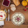 thumbnail image 5 of Elegant Round Floral Placemats Set of 4 - White Embroidered Lace Doilies for Dining Table Decoration and Entertaining, 5 of 6