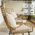 thumbnail image 5 of Studyset Patio Dining Chairs Set of 2,Outdoor Wicker Club Chair with Cushions,All Weather Wicker Armchairs,Porch Rattan Chairs,Small Patio Boho Bistro Sets Conversation Chairs for Apartments,Porch, 5 of 7
