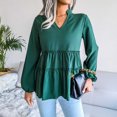 thumbnail image 5 of USSUMA Women Tops Dressy Casual Long Sleeve, Women Long Sleeve Ruffle Hem Peplum Tops Casual Tiered Swing Tops Loose Fitting Swing Blouse T-Shirts Fall Female, 5 of 7