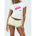 thumbnail image 3 of Musuos Women's Summer Graphic T-Shirt Slim Fit Round Neck Cap Sleeve Tops for Daily Casual, 3 of 4