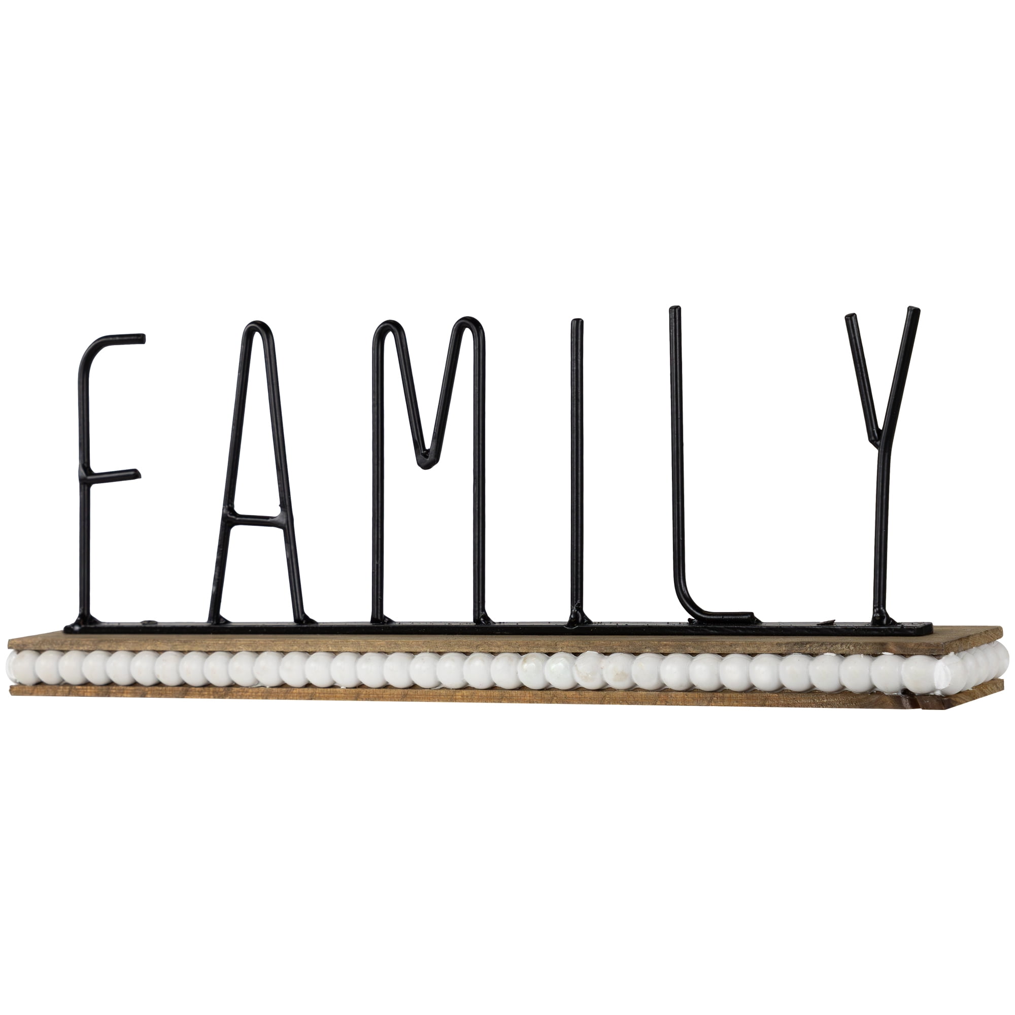 Northlight Metal "Family" Wood and Bead Decoration - 11.5"