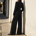 thumbnail image 6 of MLCDZ Women's 2 Piece Business Casual V Neck Long Sleeves Suit Set Blazer and High Waisted Wide Leg Loose Pants Dressy Work Office Outfits for Women, 6 of 9