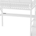 thumbnail image 6 of Queen Size Loft Bed Frame with Desk and Charging Station, Metal Loft Bed with Staircase and LED Light for Bedroom, Apartment, Dorm, Box Spring Not Required, Mattress Not Included, White, 6 of 9