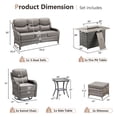 thumbnail image 2 of Planntonneo 7 Pieces Wicker Outdoor Patio Furniture Set with Fire Pit Table, 2 Swivel Rocking Chairs and Sofa with 6" Thick Cushion, 2 Ottomans and Rattan Table, Grey/Grey, 2 of 17