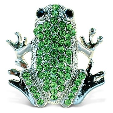 CoTa Global Sparkling Green Frog Refrigerator Magnet - Elegant Green Rhinestones Crystals Magnetic Fridge Decoration, Cute Animal Magnets for Fridge, Locker,  Frog Kitchen Accessories - 2.5 Inches